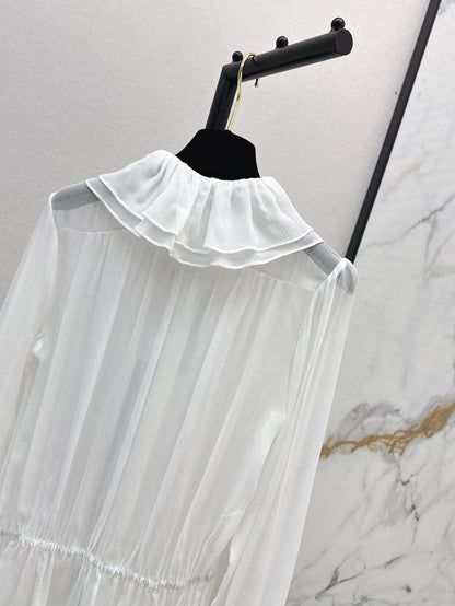 Chan 25ss ruffle Silk shirt