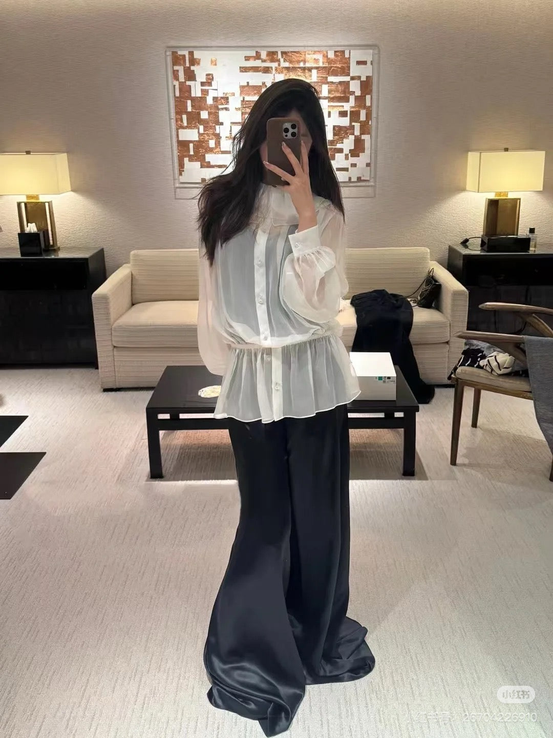 Chan 25ss ruffle Silk shirt