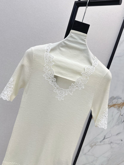 Cho 25ss lace knit shirt