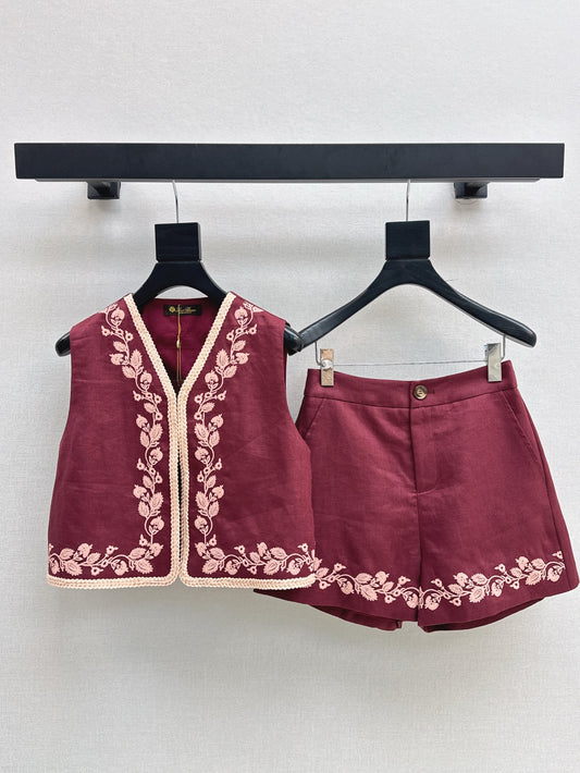 Loro 25ss linen embroidered suit