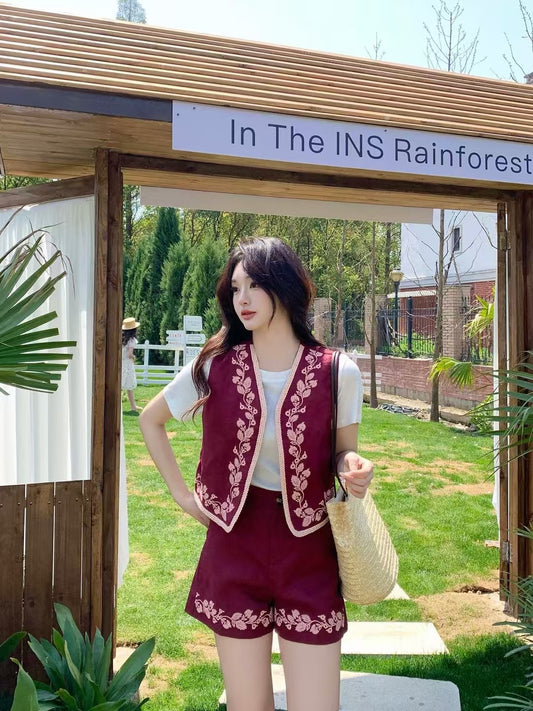 Loro 25ss linen embroidered suit
