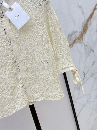 CD 25ss knit hollow cardigan