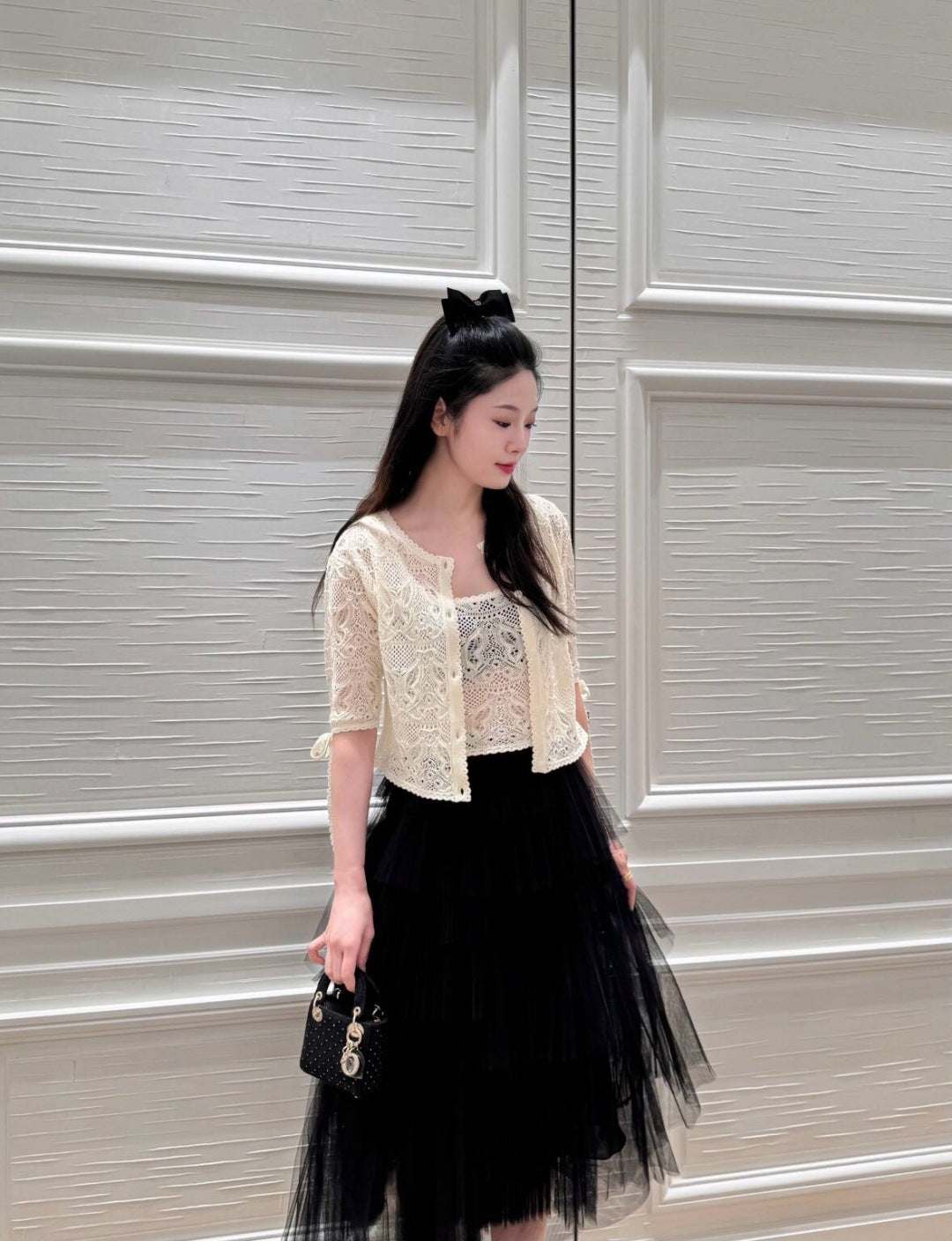 CD 25ss knit hollow cardigan