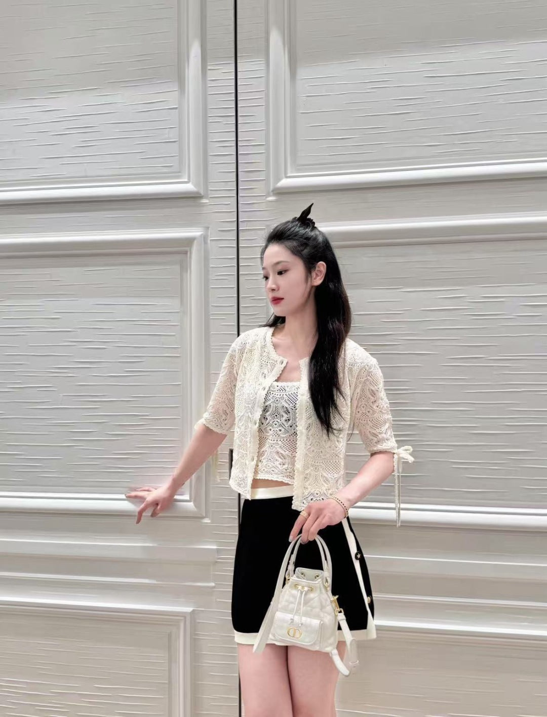 CD 25ss knit hollow cardigan
