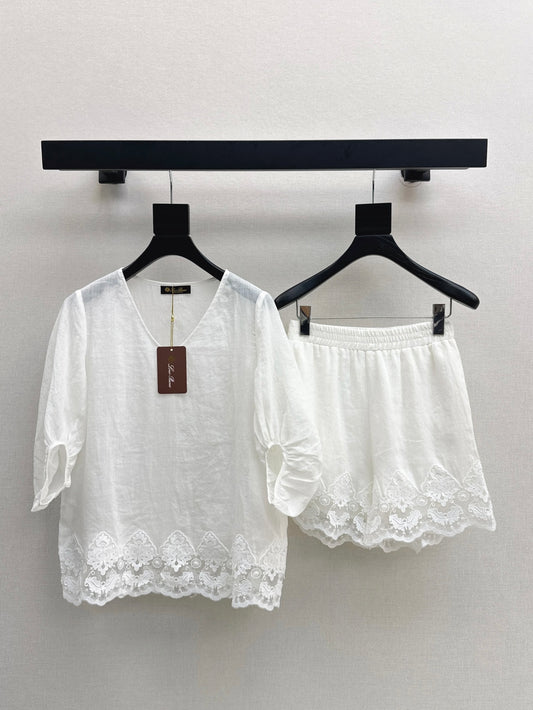 Loro 25ss linen lace suit