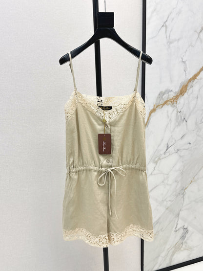 Loro 25ss lace linen jumpsuit