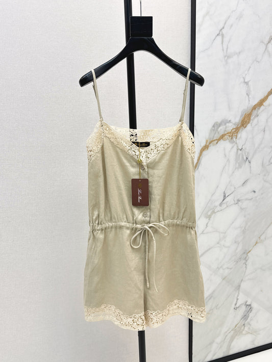 Loro 25ss lace linen jumpsuit