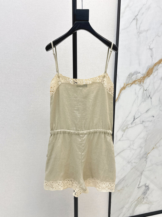 Loro 25ss lace linen jumpsuit