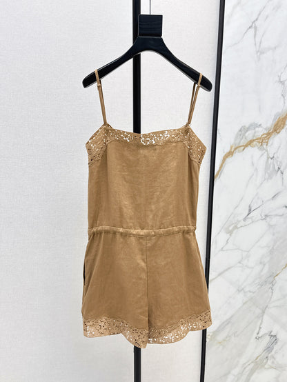 Loro 25ss lace linen jumpsuit