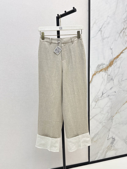 Loe 25ss Linen rolled-up pants