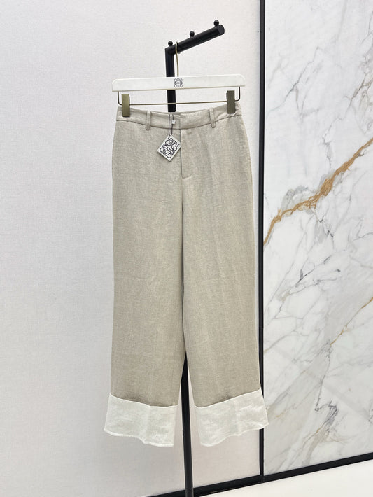 Loe 25ss Linen rolled-up pants