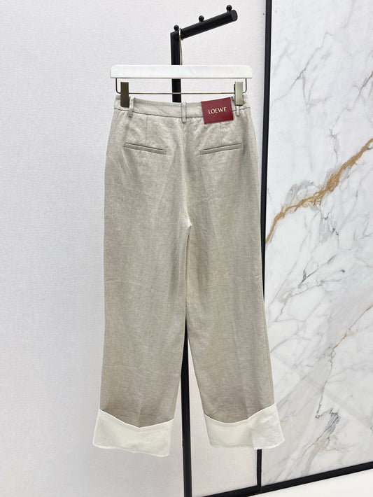Loe 25ss Linen rolled-up pants