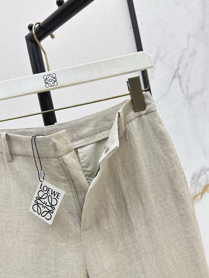 Loe 25ss Linen rolled-up pants