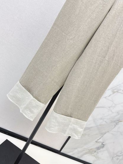 Loe 25ss Linen rolled-up pants