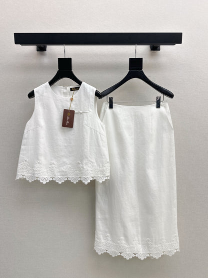 Loro 25ss embroidered lace suit