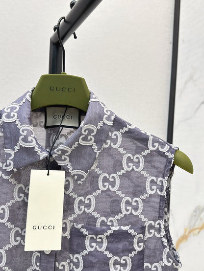 Gu 25ss jacquard lace vest