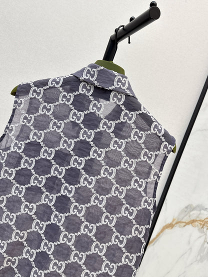 Gu 25ss jacquard lace vest