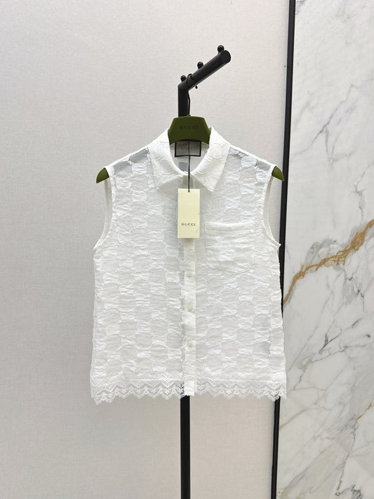 Gu 25ss jacquard lace vest