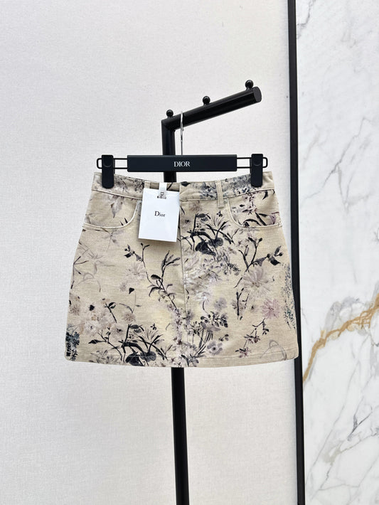 CD 25ss print denim skirt