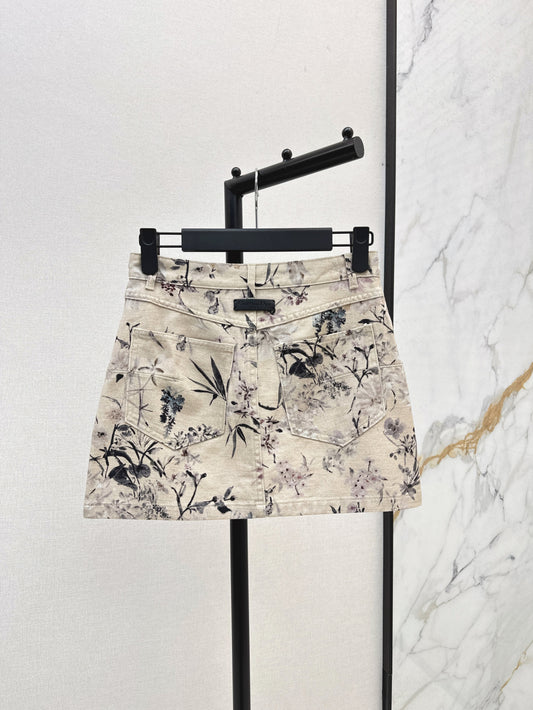 CD 25ss print denim skirt