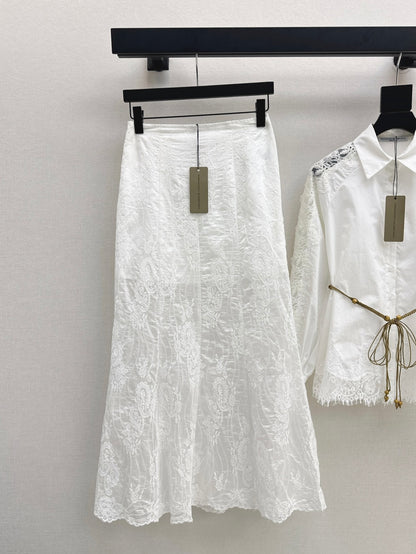 Es 25ss lace hollow skirt