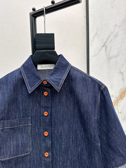 Zimm 25ss denim crop shirt