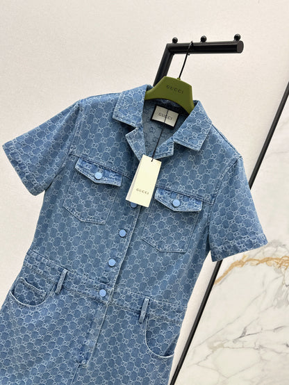 Guc 25ss jacquard denim jumpsuit