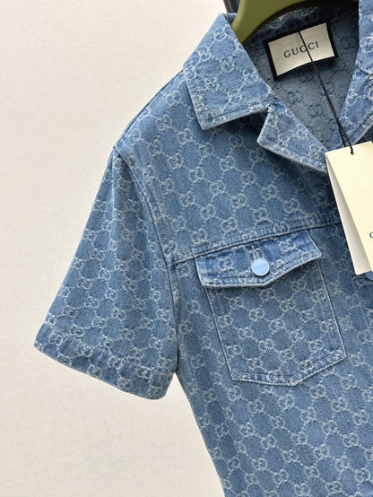 Guc 25ss jacquard denim jumpsuit