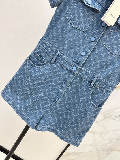 Guc 25ss jacquard denim jumpsuit