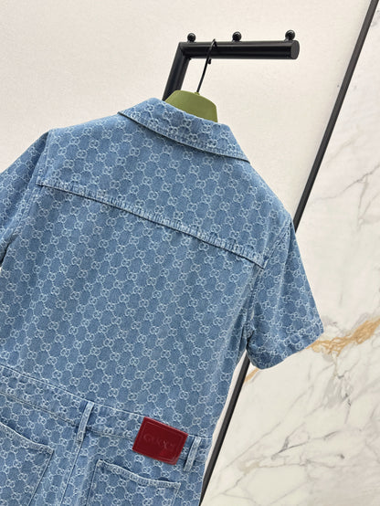 Guc 25ss jacquard denim jumpsuit