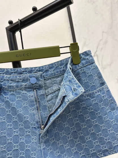 Guc 25ss jacquard denim short
