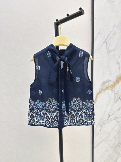Miu 25ss Linen print vest