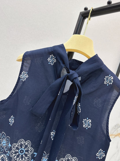 Miu 25ss Linen print vest