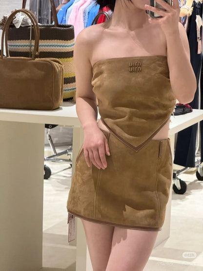 Miu 25ss suede tube top