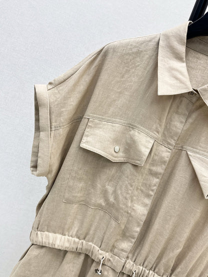 Bottega 25ss Linen jumpsuit