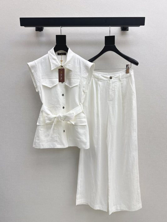 Loro 25ss linen embroidered suit