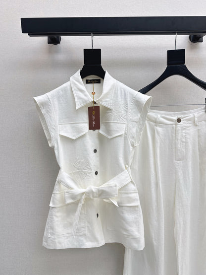 Loro 25ss linen embroidered suit