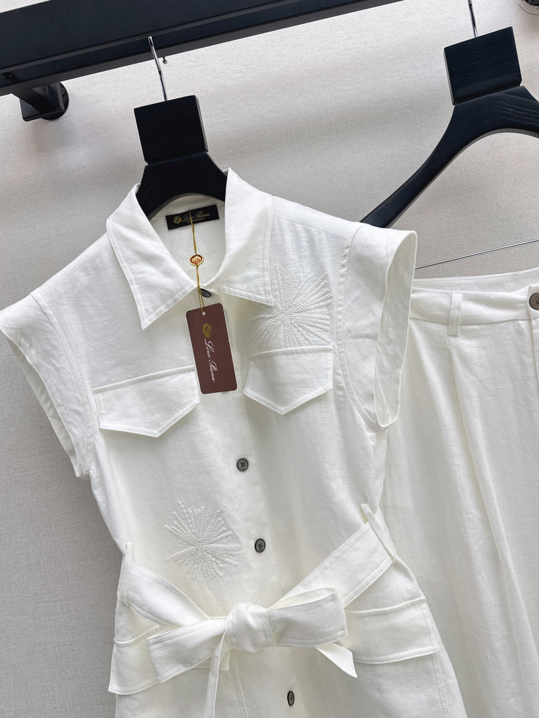 Loro 25ss linen embroidered suit