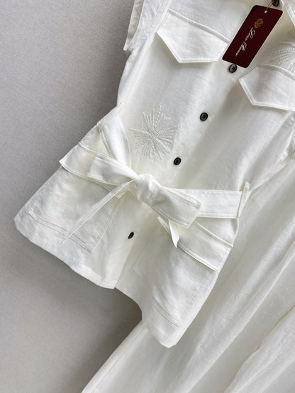 Loro 25ss linen embroidered suit