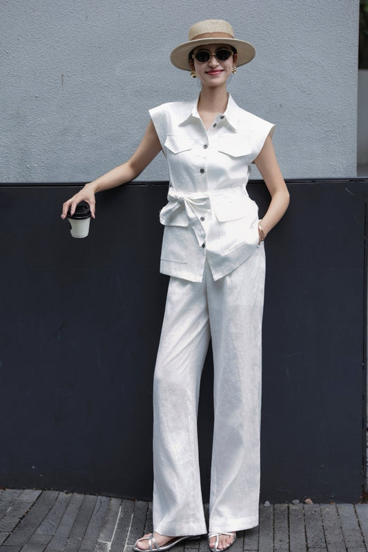 Loro 25ss linen embroidered suit