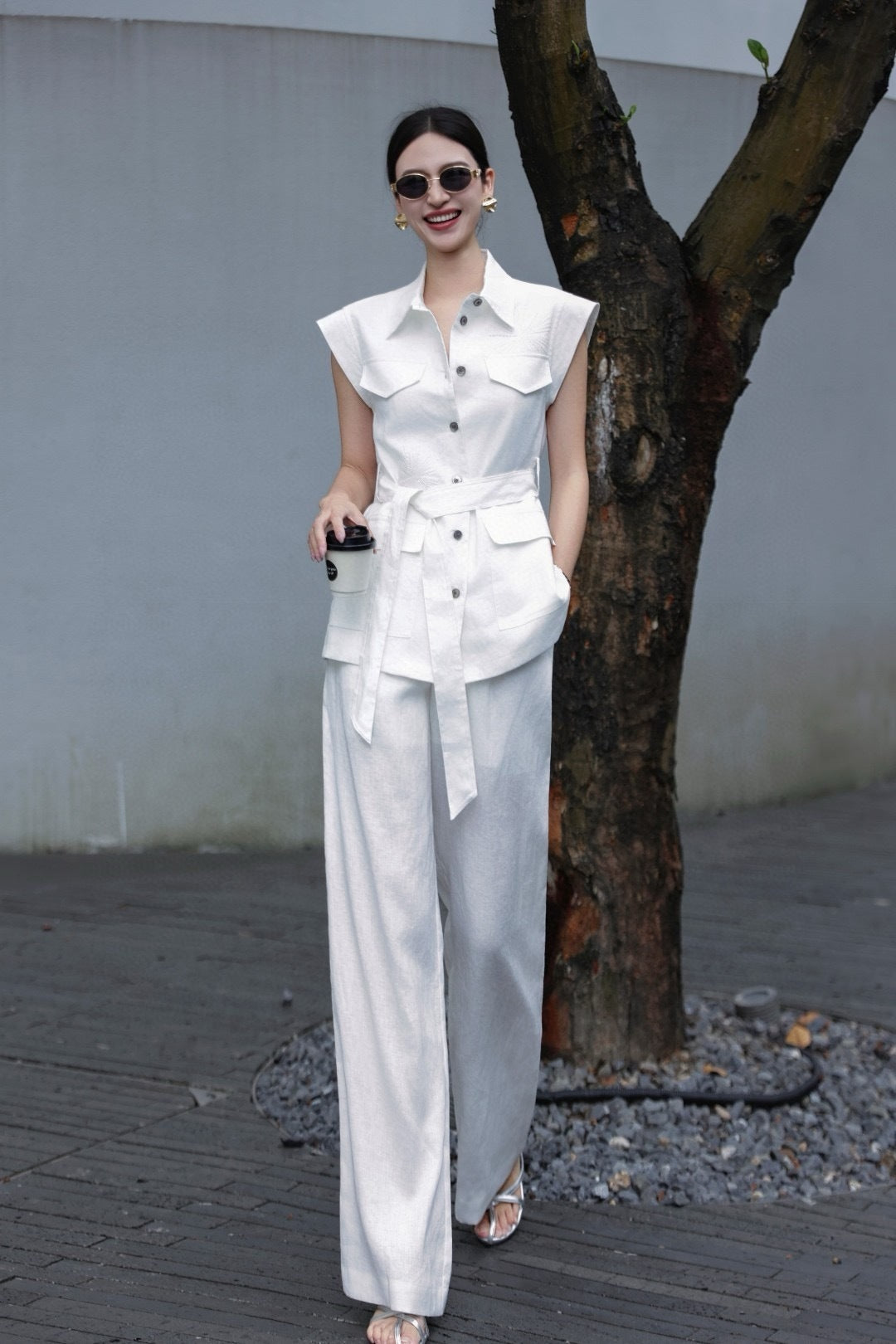 Loro 25ss linen embroidered suit
