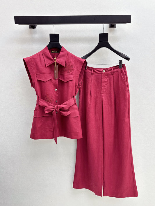 Loro 25ss linen embroidered suit