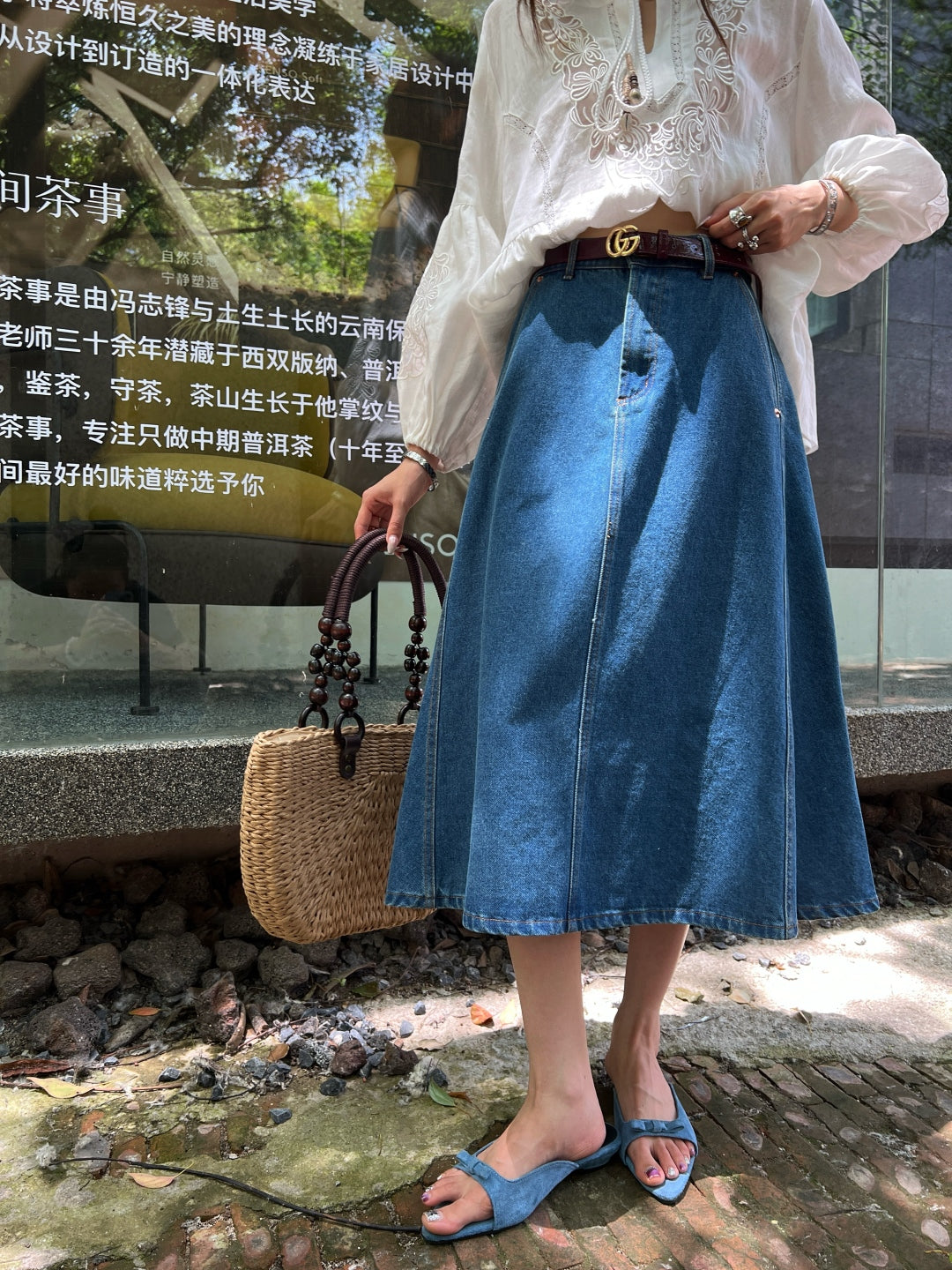 Guc 25ss denim skirt