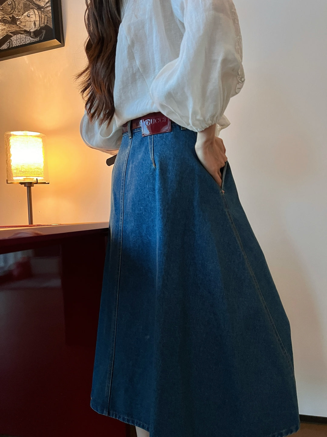 Guc 25ss denim skirt