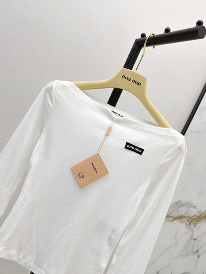 Miu 25ss off-shoulder shirt