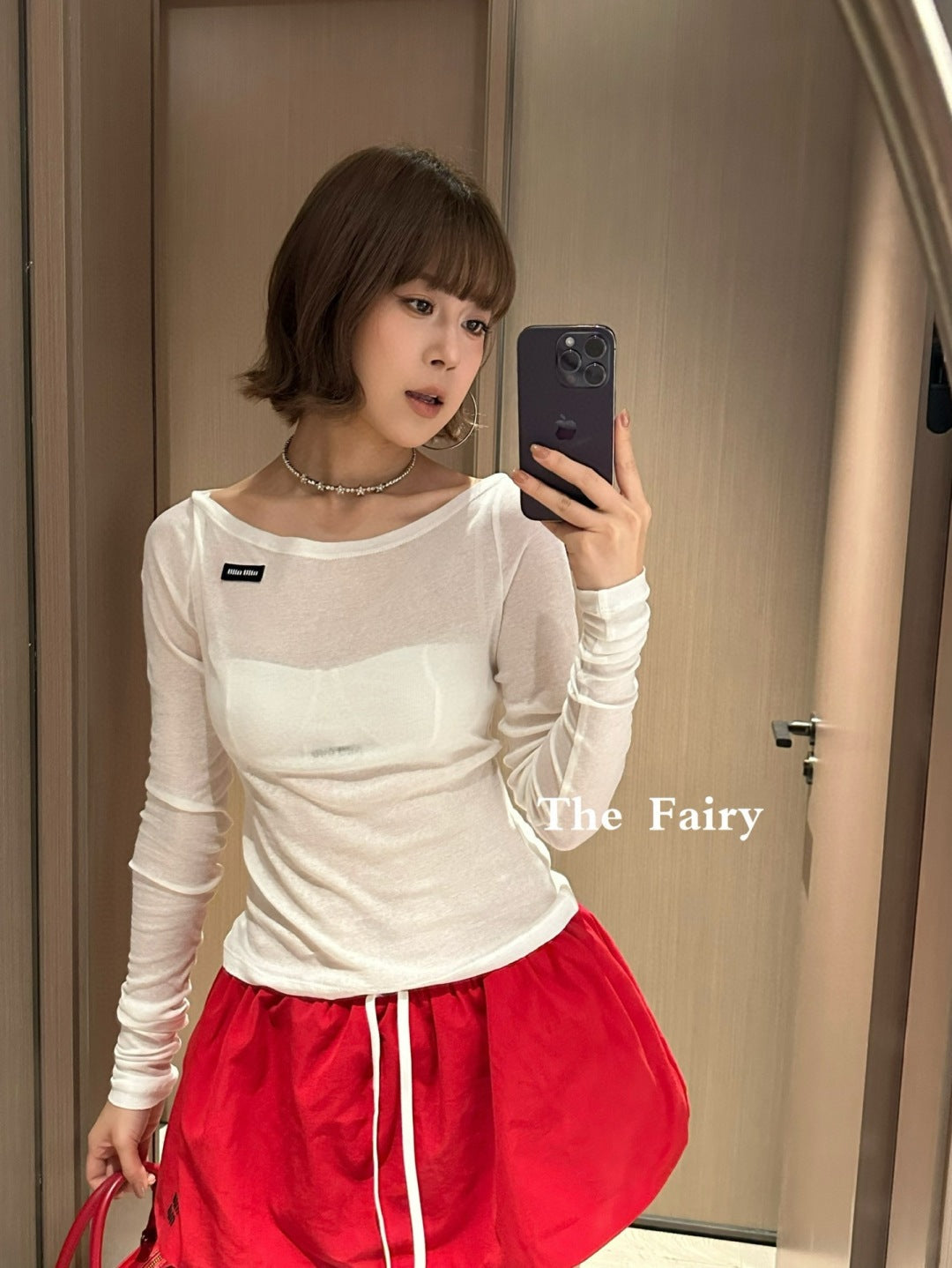 Miu 25ss off-shoulder shirt
