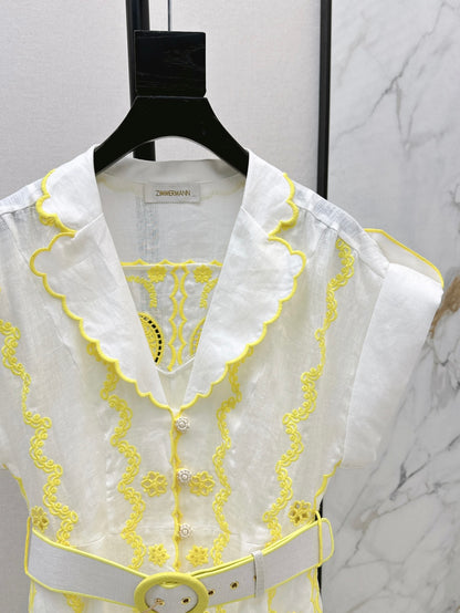 Zimm 25ss linen embroidered dress