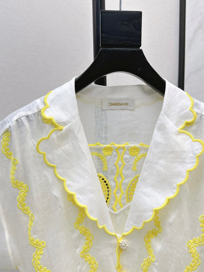 Zimm 25ss linen embroidered dress