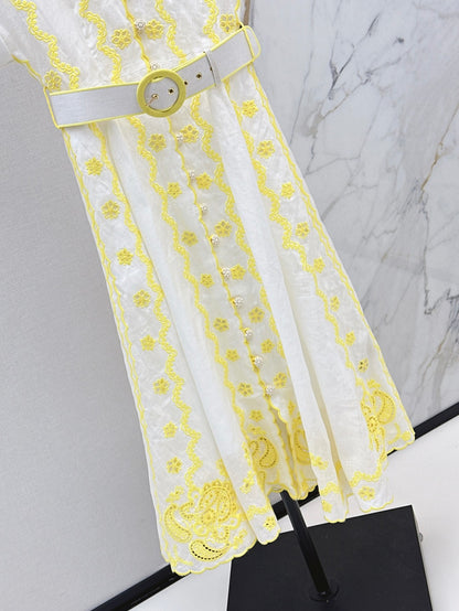 Zimm 25ss linen embroidered dress