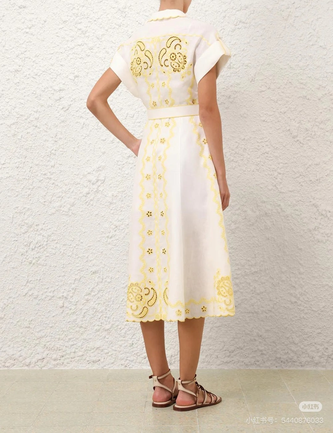 Zimm 25ss linen embroidered dress